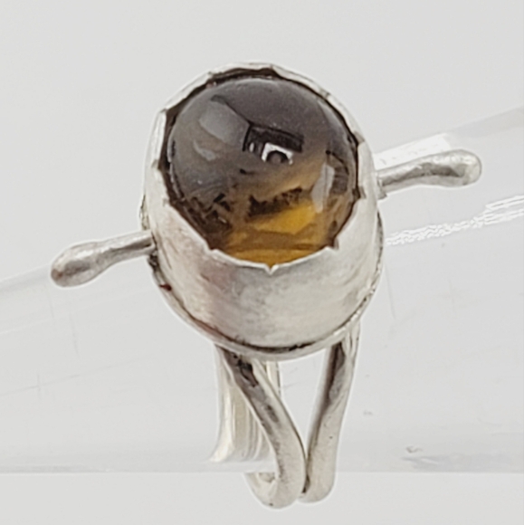 CITRINE OVAL STONE ANXIETY RELIEF RING HANDMADE IN STERLING SILVER METAL 7 - Picture 5 of 8